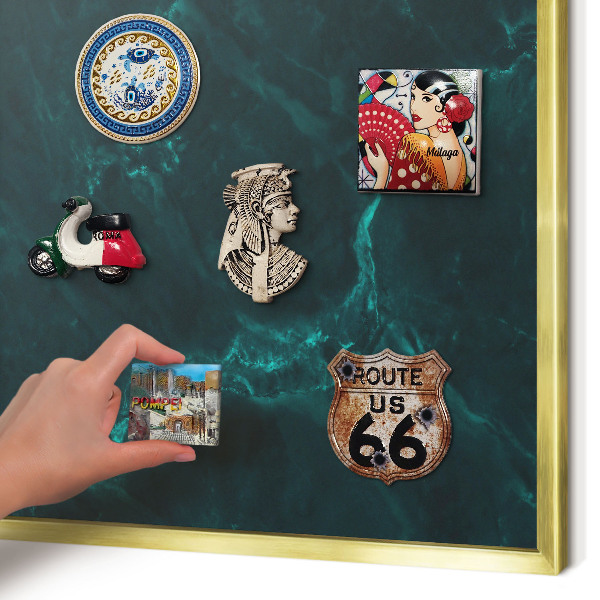 Metalen magneetbord met lijst in het goud Groene diepte