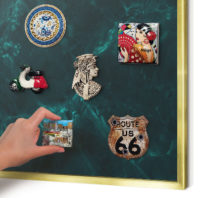 Metalen magneetbord met lijst in het goud Groene diepte