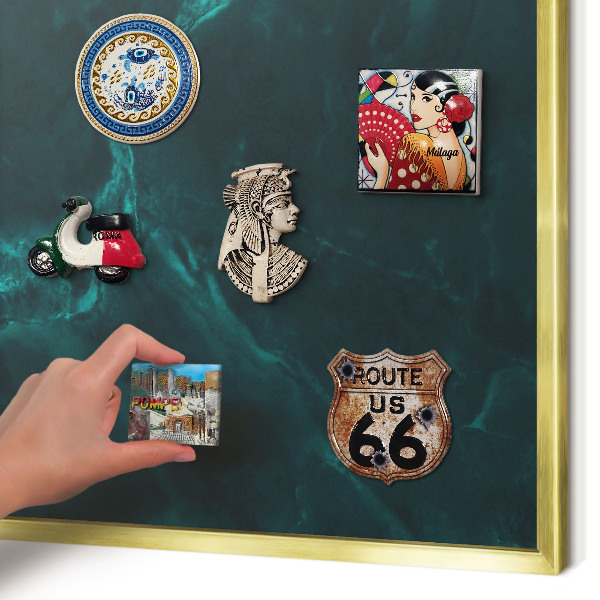 Metalen magneetbord met lijst in het goud Groene diepte