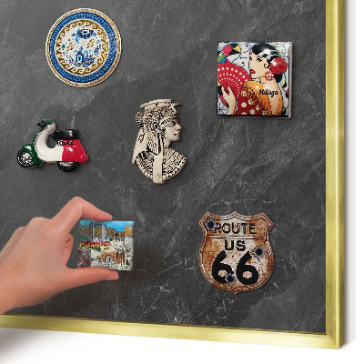 Magnetisch bord voor reismagneten met gouden lijst Grijze elegantie