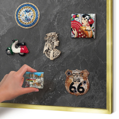 Magnetisch bord voor reismagneten met gouden lijst Grijze elegantie