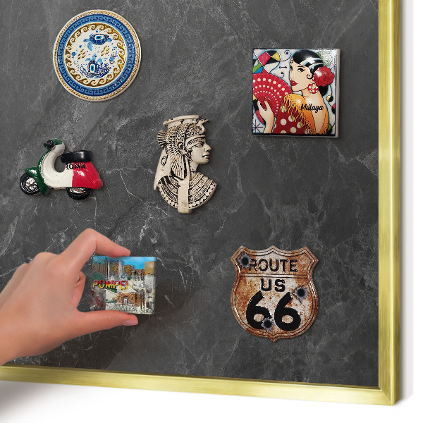 Magnetisch bord voor reismagneten met gouden lijst Grijze elegantie