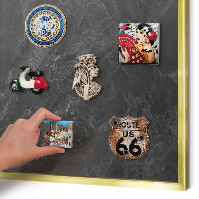 Magnetisch bord voor reismagneten met gouden lijst Grijze elegantie