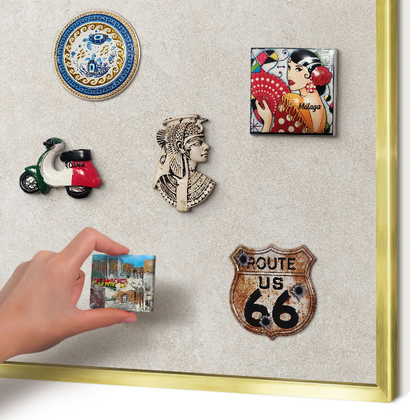 Magnetisch bord voor reismagneten met gouden lijst Natuurlijke elegantie