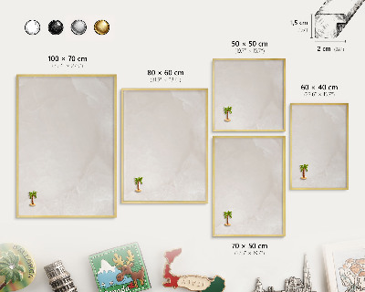 Metalen magneetbord met lijst in het goud Romige textuur