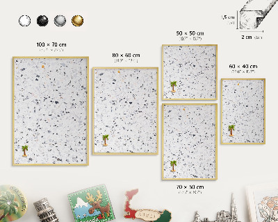 Metalen magneetbord met lijst in het goud Terrazzo-stijl