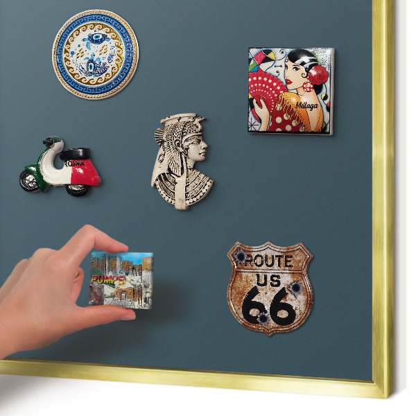 Magnetisch bord voor reismagneten met gouden lijst Turkoois