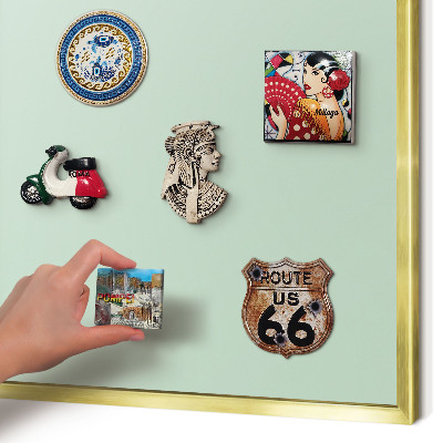 Metalen magneetbord met lijst in het goud Mintgroen