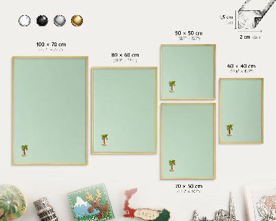 Metalen magneetbord met lijst in het goud Mintgroen
