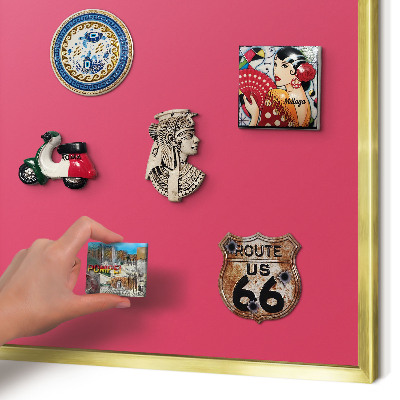 Metalen magneetbord met lijst in het goud Energie roze
