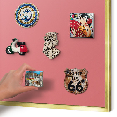 Magnetisch bord voor reismagneten met gouden lijst Zalmkleur