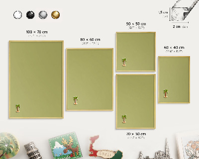 Metalen magneetbord met lijst in het goud Groene vintage