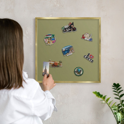 Magnetisch bord voor reismagneten met gouden lijst Groen gras