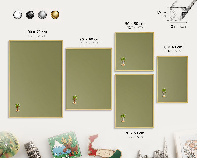 Magnetisch bord voor reismagneten met gouden lijst Groen gras