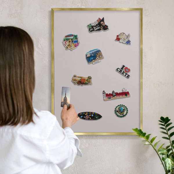 Metalen magneetbord met lijst in het goud Asgrijs