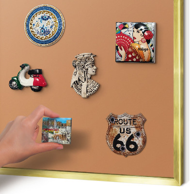 Magnetisch bord voor reismagneten met gouden lijst Doffe oranje