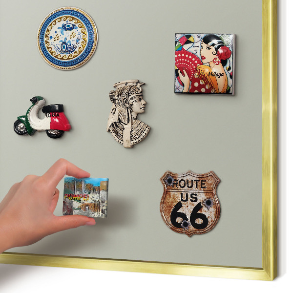 Magnetisch bord voor reismagneten met gouden lijst Neutraal grijs