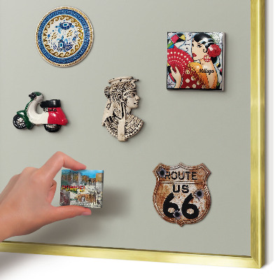 Magnetisch bord voor reismagneten met gouden lijst Neutraal grijs