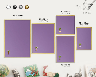 Metalen magneetbord met lijst in het goud Violet