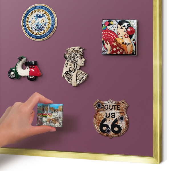 Magnetisch bord voor reismagneten met gouden lijst Paarse kleur
