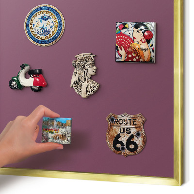 Magnetisch bord voor reismagneten met gouden lijst Paarse kleur