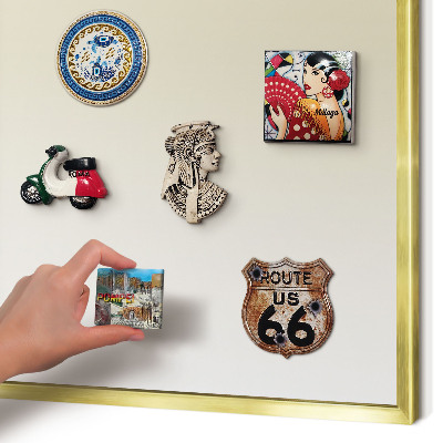 Magnetisch bord voor reismagneten met gouden lijst Crèmekleurige overgang