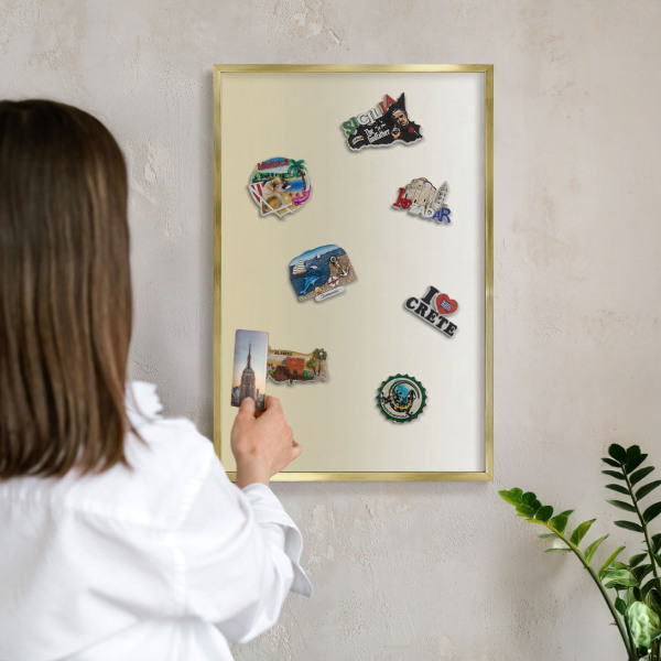 Magnetisch bord voor reismagneten met gouden lijst Crèmekleurige overgang