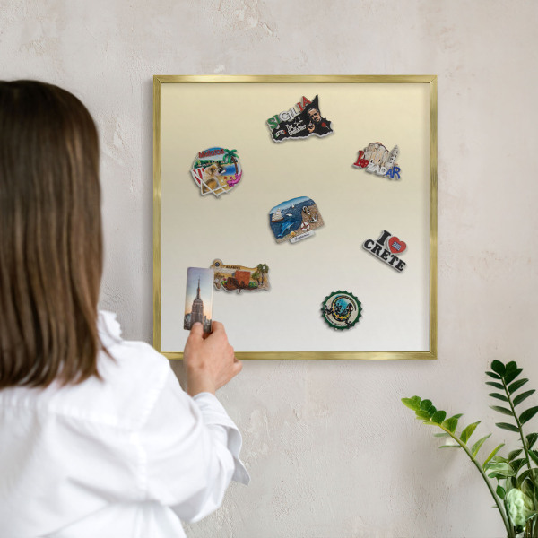 Magnetisch bord voor reismagneten met gouden lijst Crèmekleurige overgang