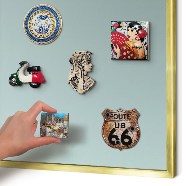 Metalen magneetbord met lijst in het goud Turkooizen kleurovergang