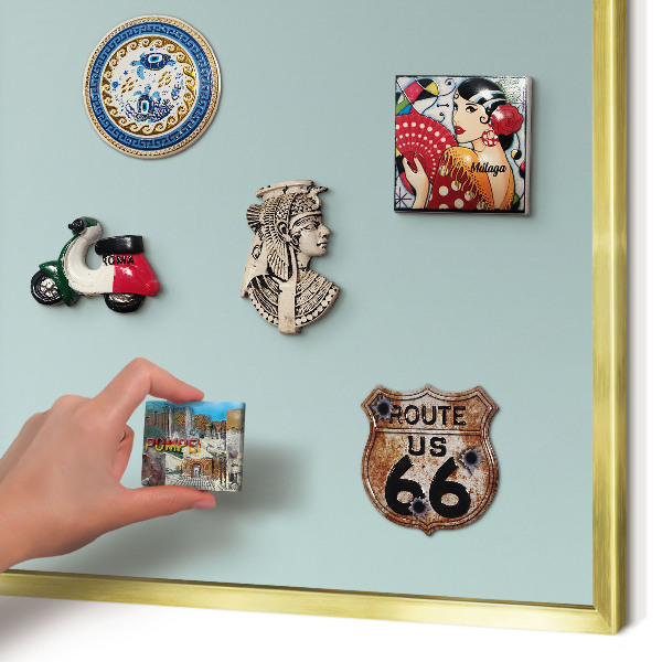 Metalen magneetbord met lijst in het goud Turkooizen kleurovergang