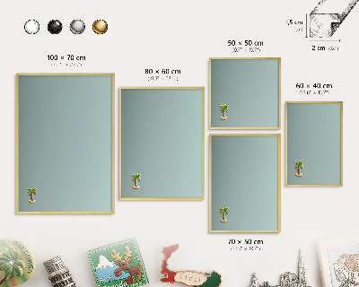 Metalen magneetbord met lijst in het goud Turkooizen kleurovergang