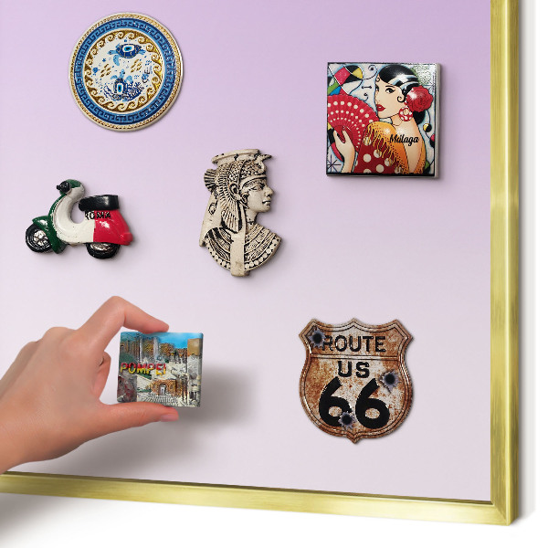 Metalen magneetbord met lijst in het goud Subtiele kleurovergang