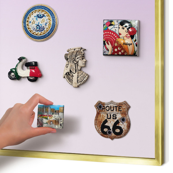 Metalen magneetbord met lijst in het goud Subtiele kleurovergang