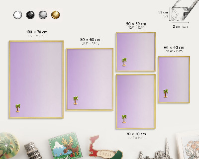 Metalen magneetbord met lijst in het goud Subtiele kleurovergang