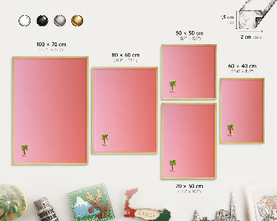 Magnetisch bord voor reismagneten met gouden lijst Roze oranje