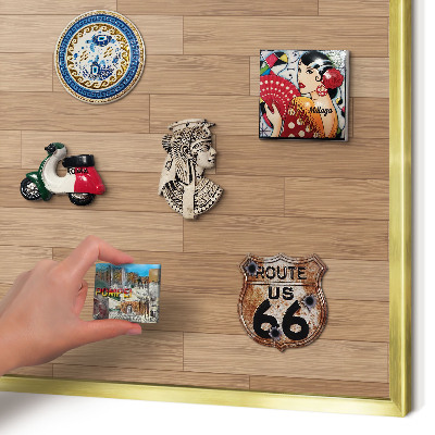 Magnetisch bord voor reismagneten met gouden lijst Houten patroon
