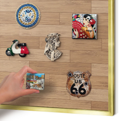 Magnetisch bord voor reismagneten met gouden lijst Houten patroon