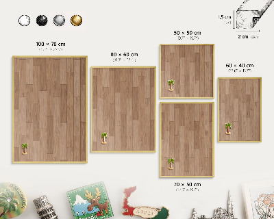 Magnetisch bord voor reismagneten met gouden lijst Houten patroon