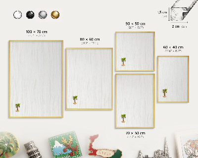 Metalen magneetbord met lijst in het goud Harmonie van lijnen