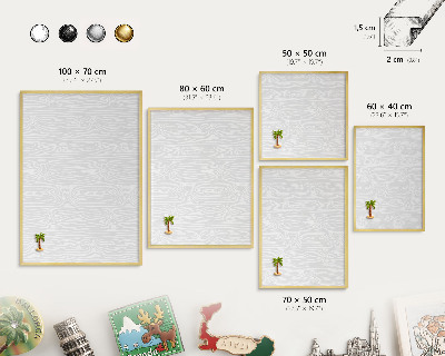 Metalen magneetbord met lijst in het goud Houten patroon