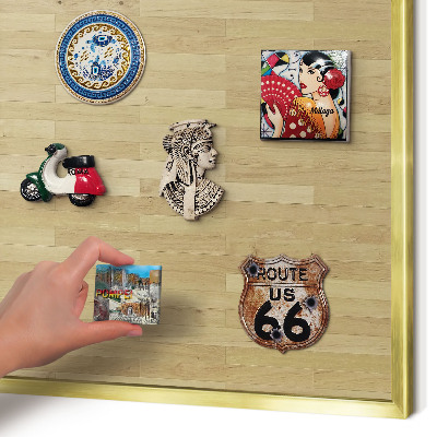 Magnetisch bord voor reismagneten met gouden lijst Houtstructuur