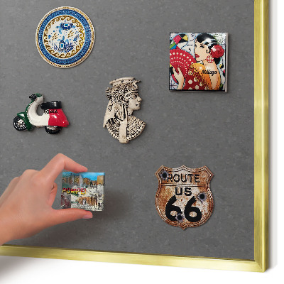 Magnetisch bord voor reismagneten met gouden lijst Grijze textuur