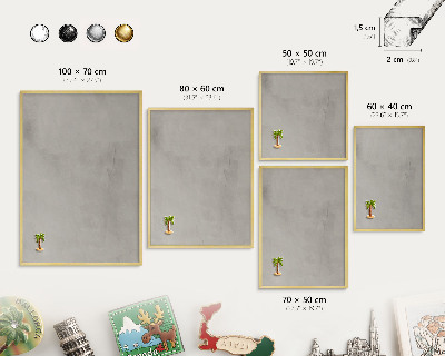 Metalen magneetbord met lijst in het goud Grijze achtergrond
