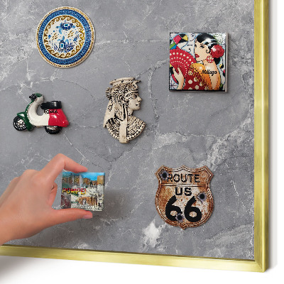 Metalen magneetbord met lijst in het goud Grijs marmer
