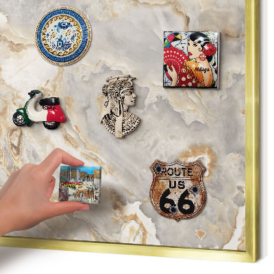 Magnetisch bord voor reismagneten met gouden lijst Marmeren elegantie