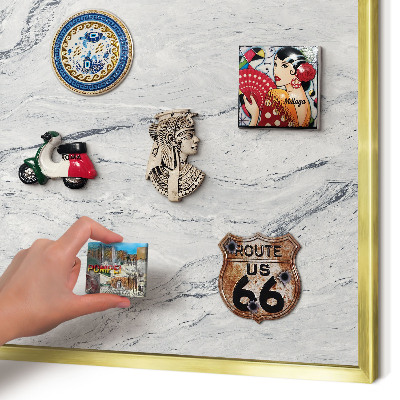 Metalen magneetbord met lijst in het goud Grijze elegantie