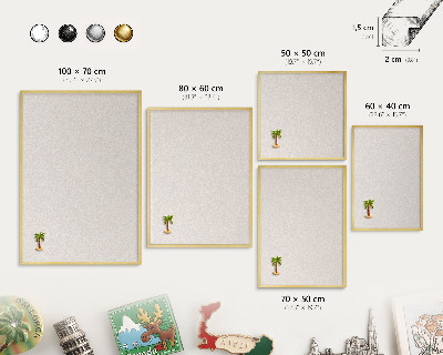 Metalen magneetbord met lijst in het goud Romige textuur