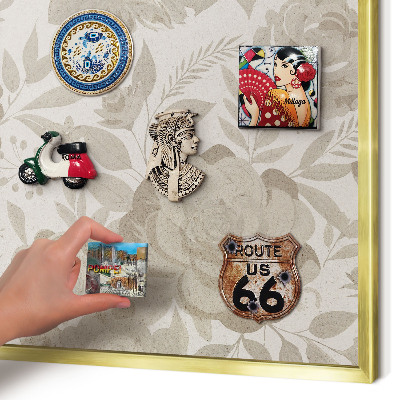 Magnetisch bord voor reismagneten met gouden lijst Vintage bloemen