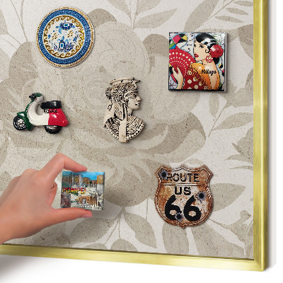 Magnetisch bord voor reismagneten met gouden lijst Vintage bloemen