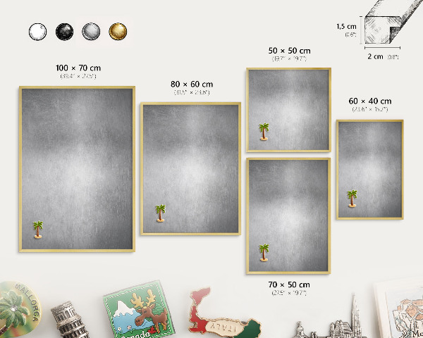 Metalen magneetbord met lijst in het goud Metaalachtig oppervlak